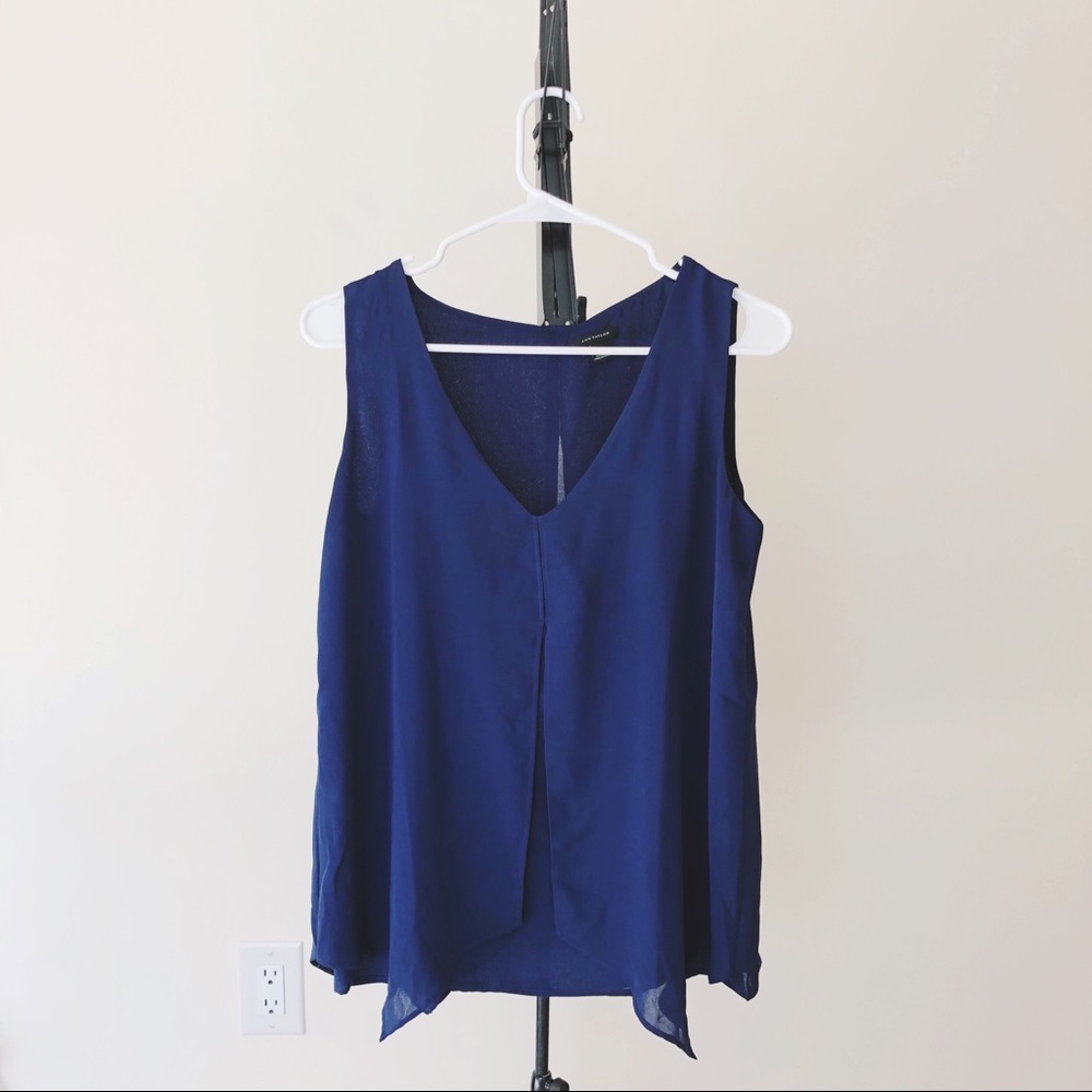 Royal Blue V-Neck Layered Chiffon Tank